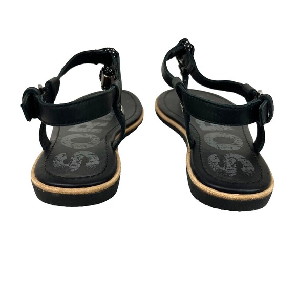 Sorel Womens Flat Ella T Strap Sandals  Size 6.5  Black Macrame & Leather Beaded - Picture 8 of 10